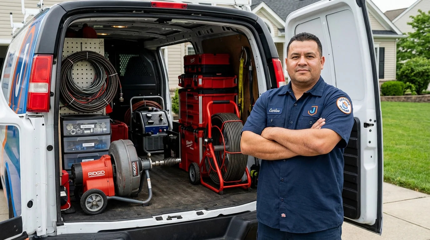 Professional drain cleaning equipment and Johns Plumbing LLC plumber in Texico