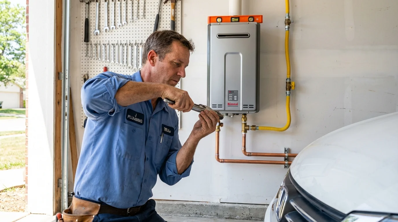 Tankless water heater installation by a Johns Plumbing LLC plumber in Texico